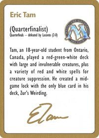 1996 Eric Tam Biography Card [World Championship Decks]